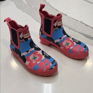 Hunter Women's Ankle Boots - Pink and Blue Floral 39EU Worn Once